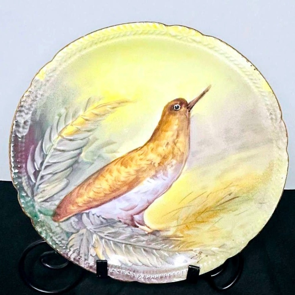 VTG. Limoges Flambeaux Porcelain Hand Painted Game Bird‎ Plate ~ Artist Signed